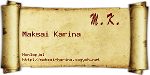 Maksai Karina névjegykártya